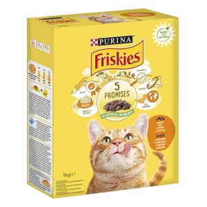 Friskies kuivtoit kassile 1kg kana, maks, juurvili