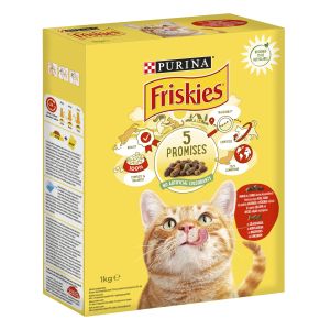 Friskies kuivtoit kassile 1kg loomaliha,kana,juurvili