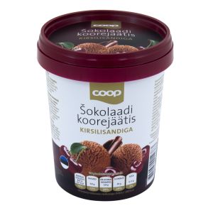 Coop šokolaadi-koorejäätis 500ml/250g kirsilisandiga