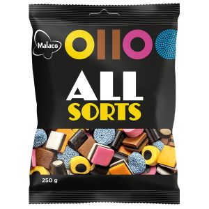 Lagritsakompvekid Allsorts, MALACO, 250 g