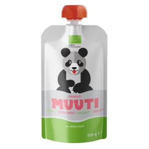 Muuti Panda 6K pirni-maasikapüree 110g kookose ja küpsistega