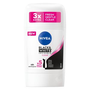 Pulkdeodorant Black & White Invisible Clear, NIVEA, 50 ml