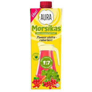 Punase sõstra-rabarberi mahlajoogikontsentraat, AURA MORSIKAS, 1 L